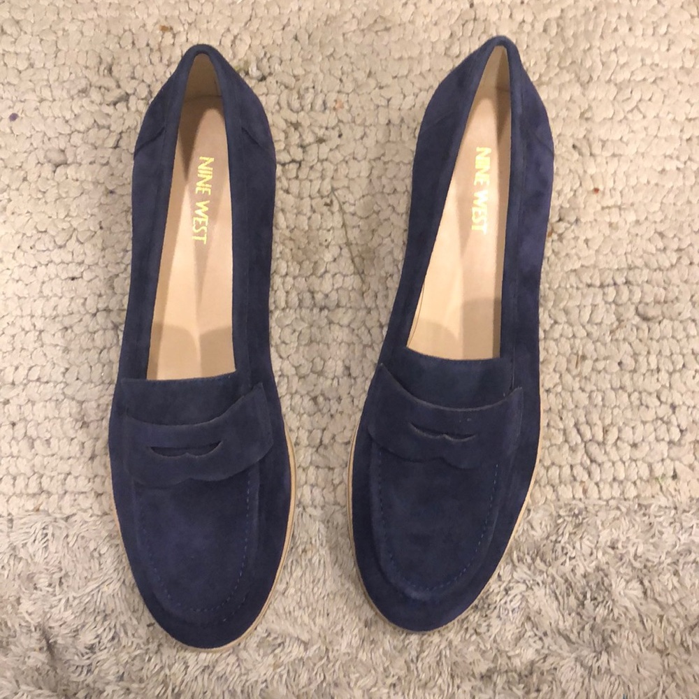Nine West blue suede loafers. Size 9